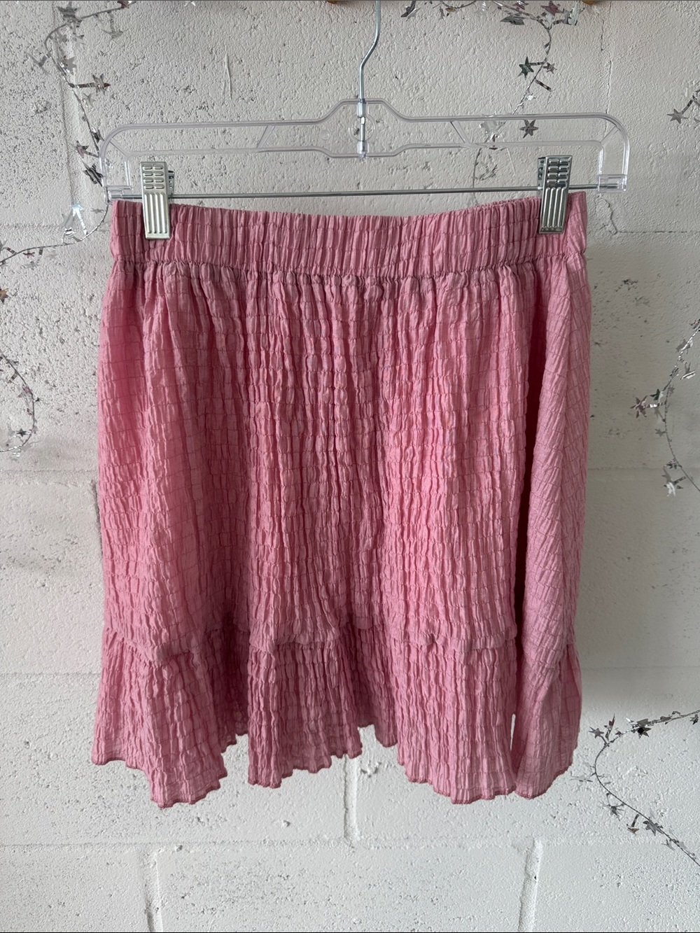 Women’s smocked Pink A line flared mini Skirt